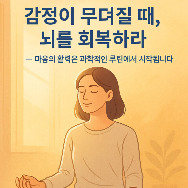 감정이 무뎌질 때-햇살이 비치는 창가에서 눈을 감고 명상하는 여성의 모습. 부드러운 빛과 차분한 분위기 속에서 마음의 평온을 찾는 장면.