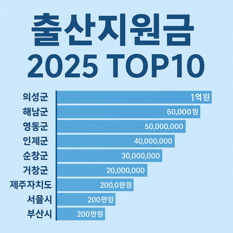 출산지원금 2025 지자체별 최대 지원금 TOP10 그래프
