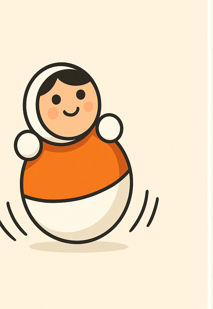 “오뚝이처럼 다시 일어서는 회복탄력성을 상징하는 일러스트”