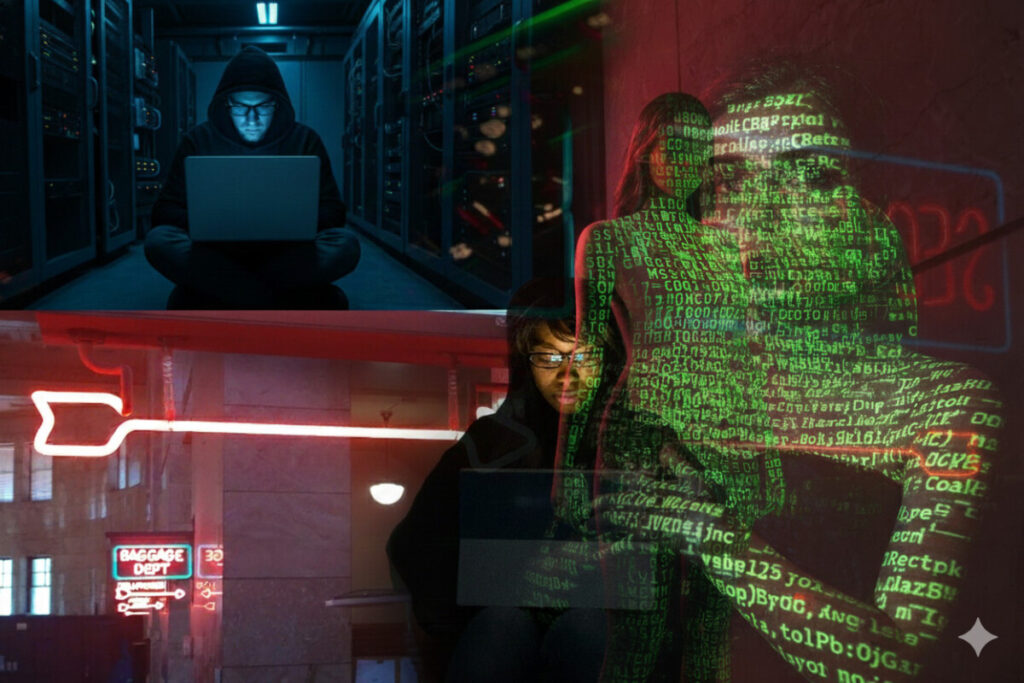 데이터 조각들이 흩어지고 파편화되어 사라지는 모습으로, 정보 유출의 잔상을 표현.쿠팡 정보유출 사태 이후 시스템 어딘가에 남아 있을 수 있는 유출된 개인 정보의 위험성을 상징하며, 고객들이 겪는 지속적인 불안감을 강조한다.