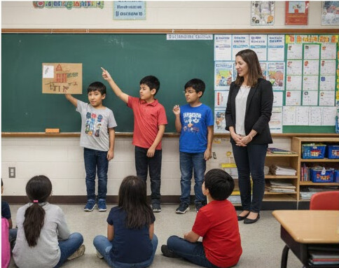 캐나다 학교 수업에서 그룹으로 발표하고 있는 아이들-캐나다 유학 적응기. 서로 협력하며 함께 배우는 현지 통합 교육의 모습