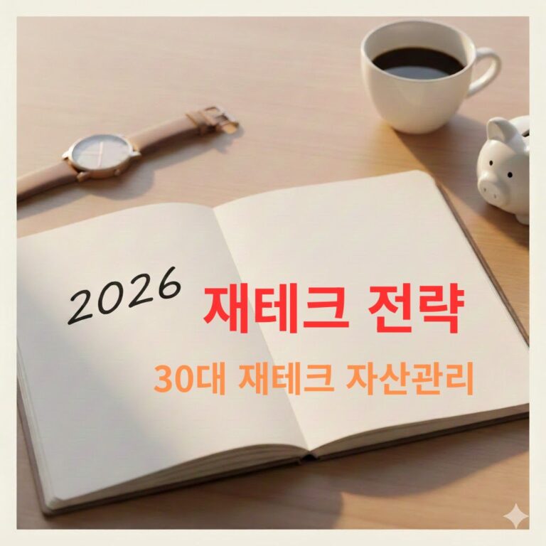 2026 재테크 전략의 시작을 기록하는 노트와 시계.커피