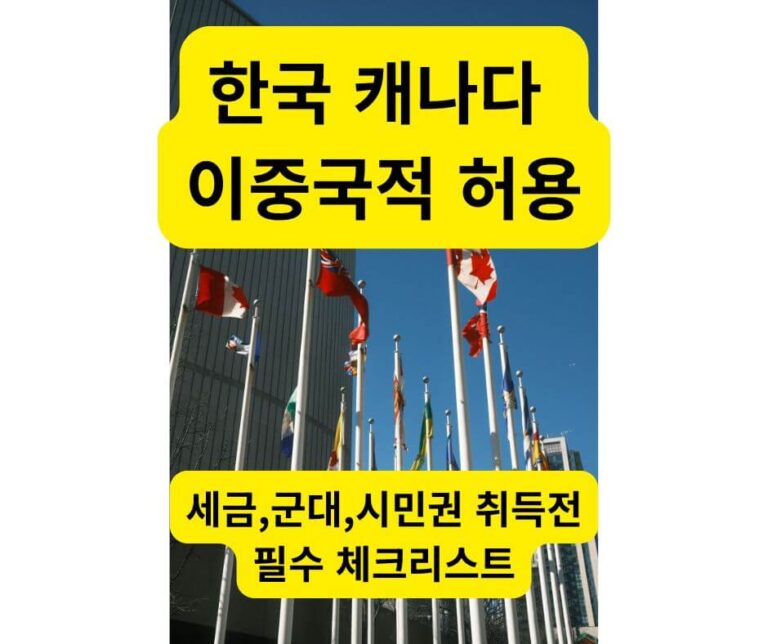 한국 캐나다 이중국적 허용 주제를 상징하는 대한민국 국기와 캐나다 국기가 함께 게양된 모습
