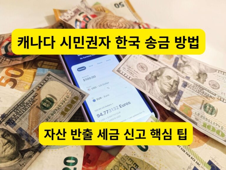 캐나다 시민권자 한국 송금 : 은행 앱을 통해 안전하게 해외 송금을 처리하는 디지털 금융 화면