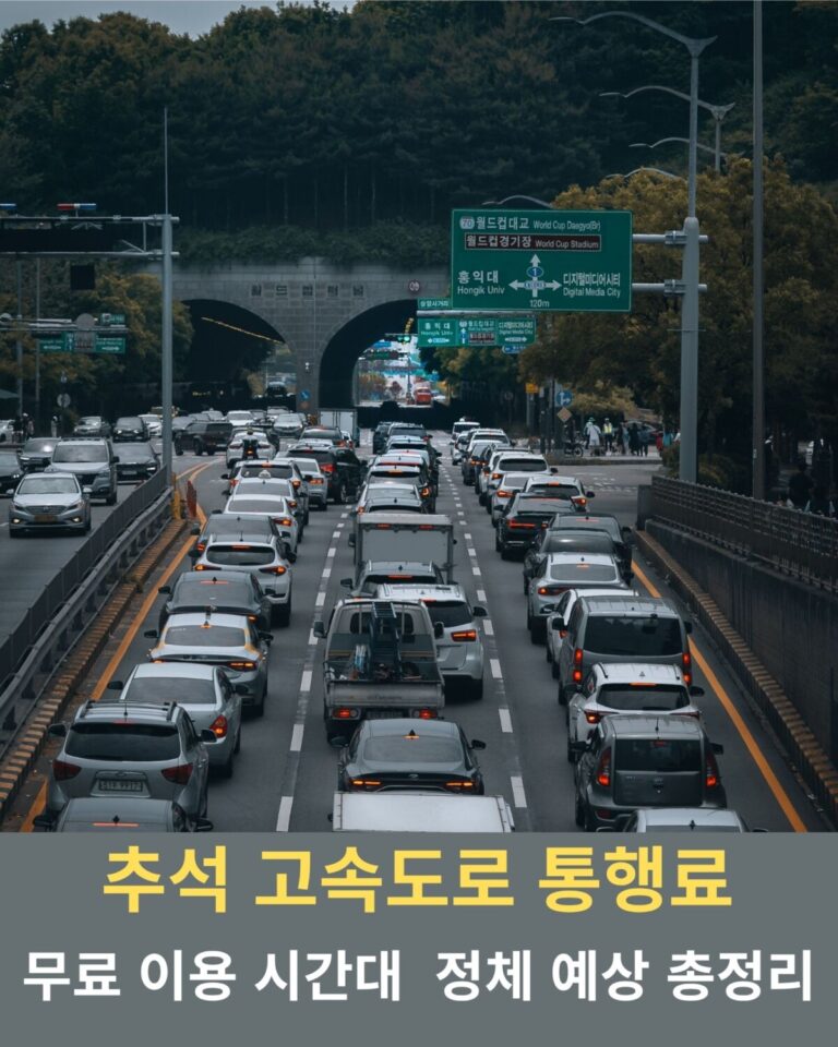 추석 고속도로 통행료 면제 요금소를 통과하는 차량 행렬