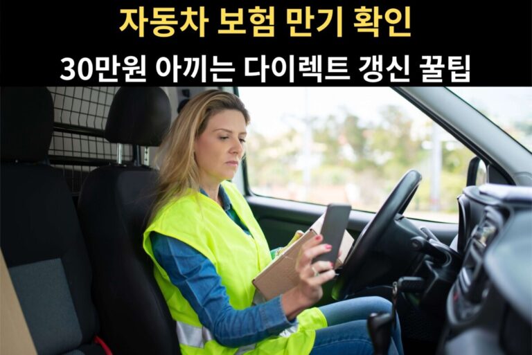 스마트폰으로 자동차 보험 만기 확인 내역을 조회하는 운전자